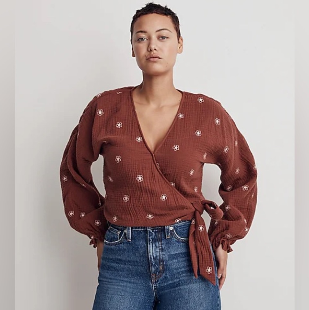 NWT Madewell women’s Lightspun Maira Wrap Top. Size Small